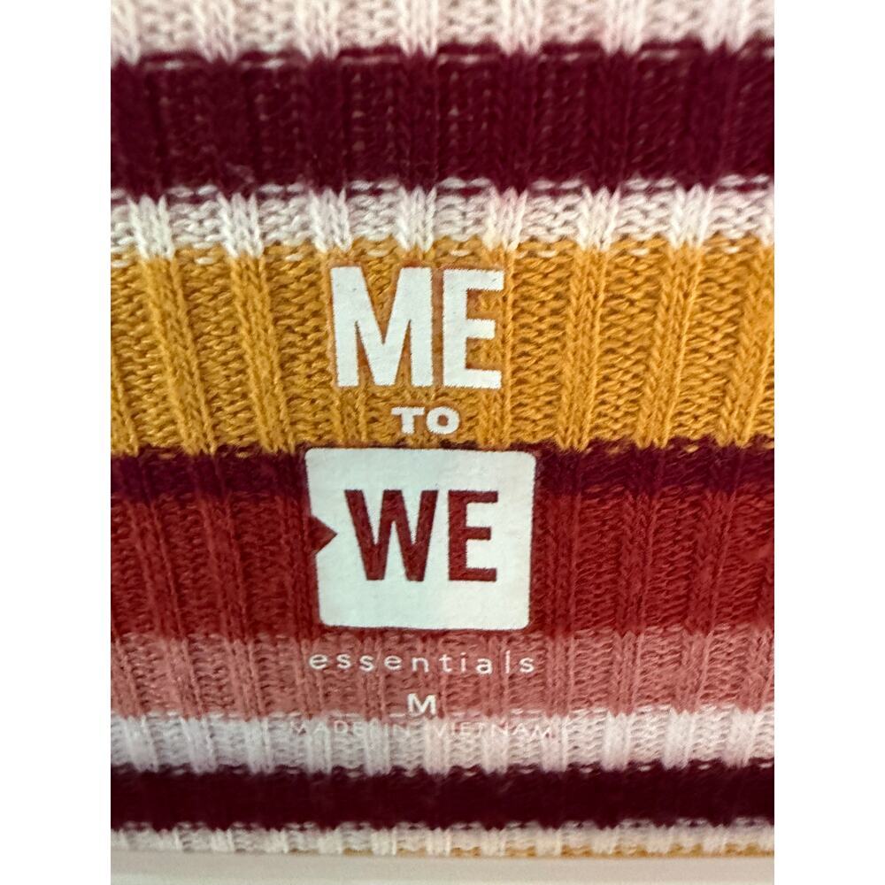 Me To We Essentials Ribbed Striped Long Sleeve Henley Top Size M Y2K Retro Boho - Picture 3 of 6